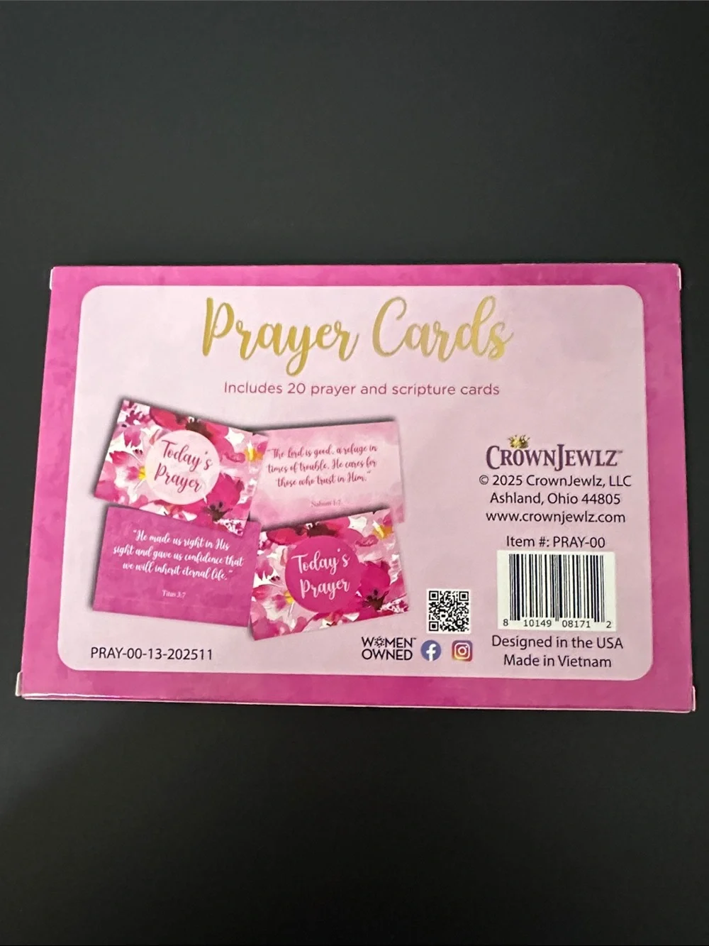 Floral Prayer Cards Set X2 with Gold Script